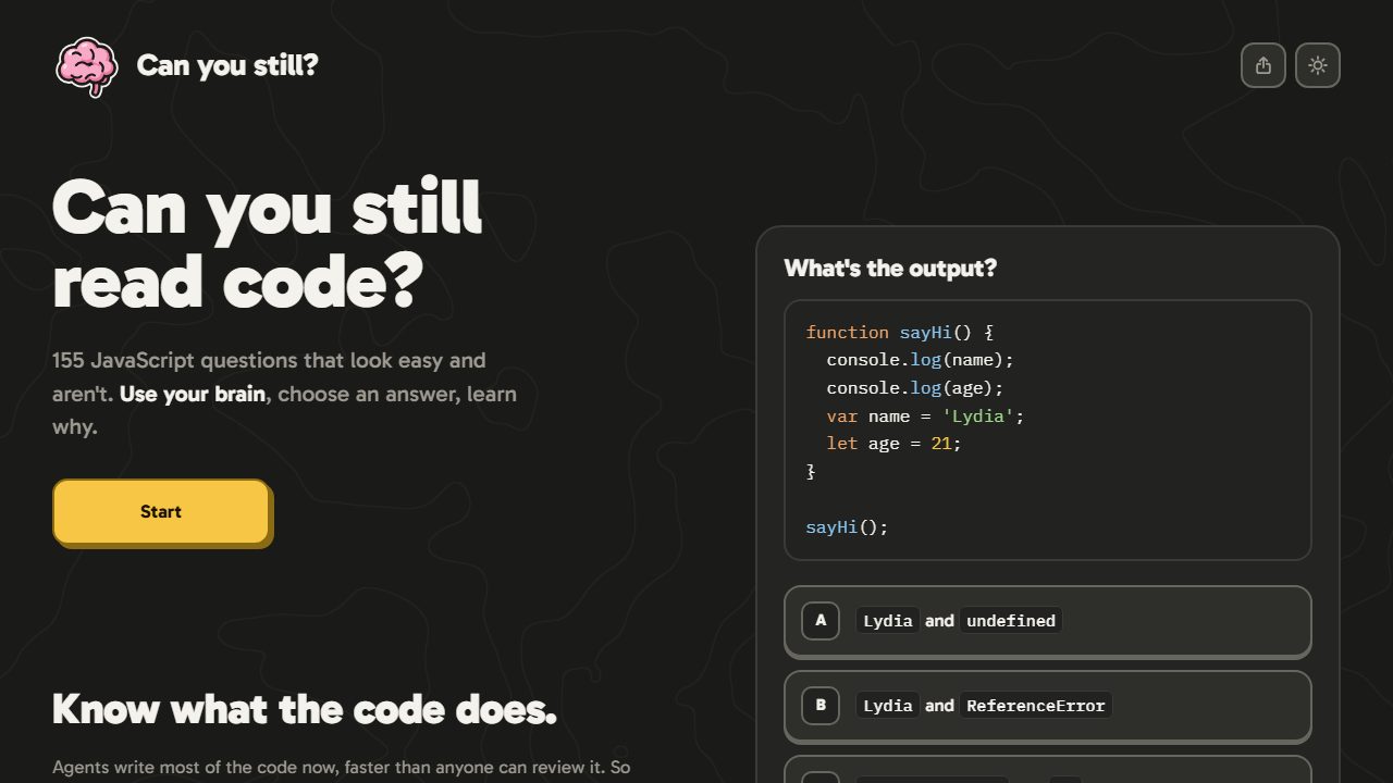 Screenshot of Can You Still Read Code?