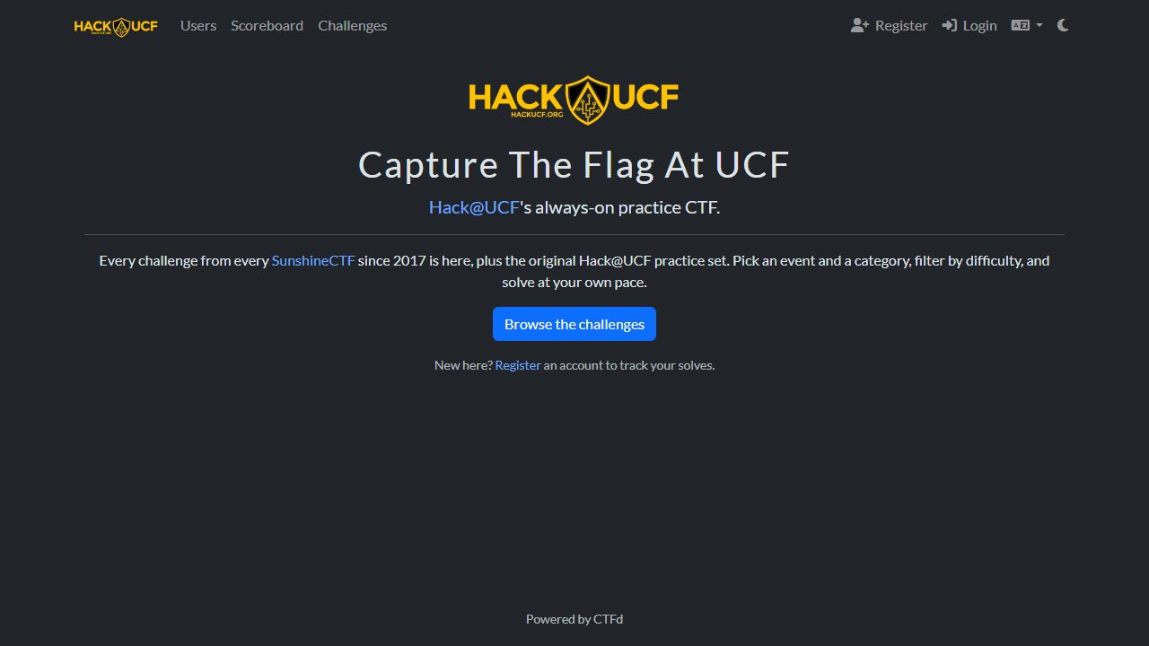 Screenshot of Hack@UCF Practice CTF