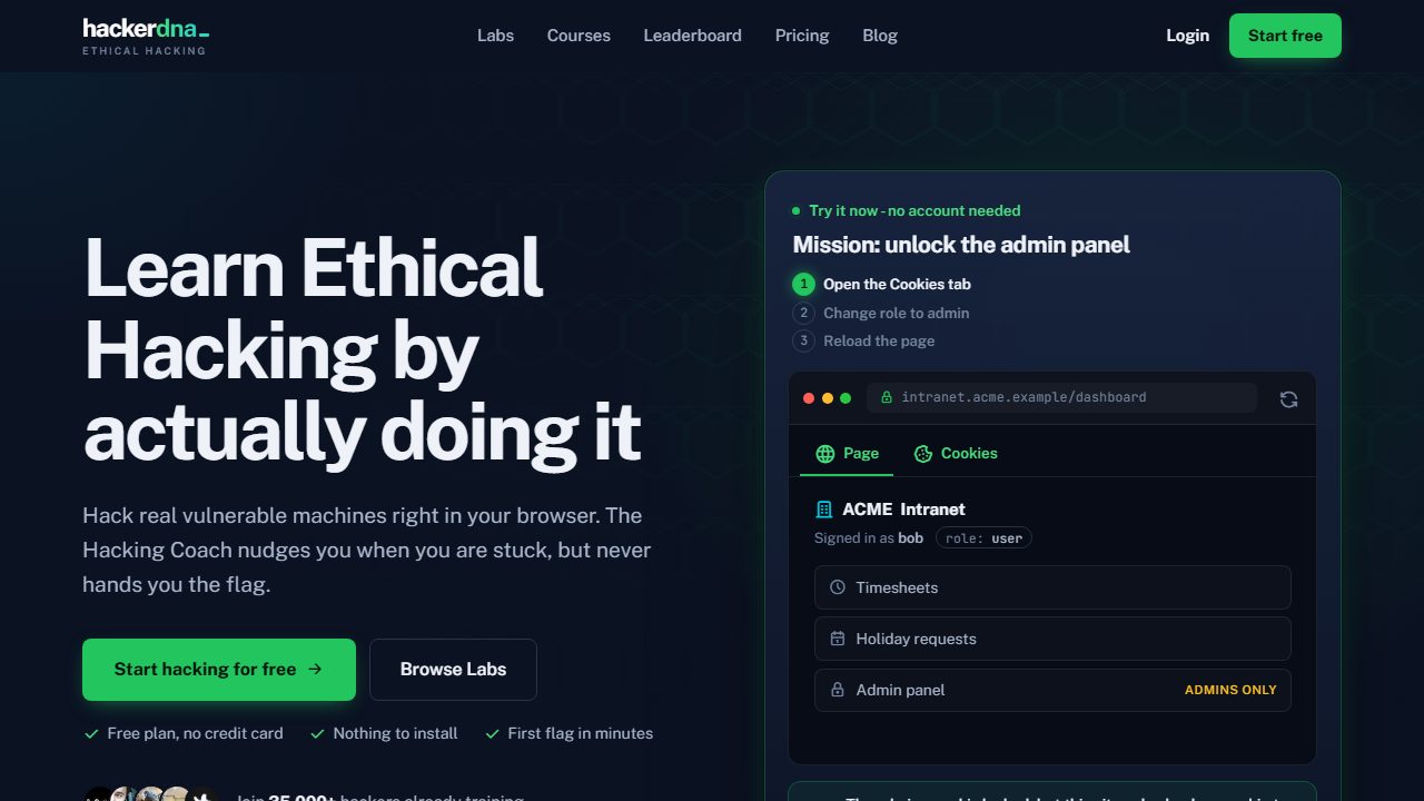 Screenshot of HackerDNA