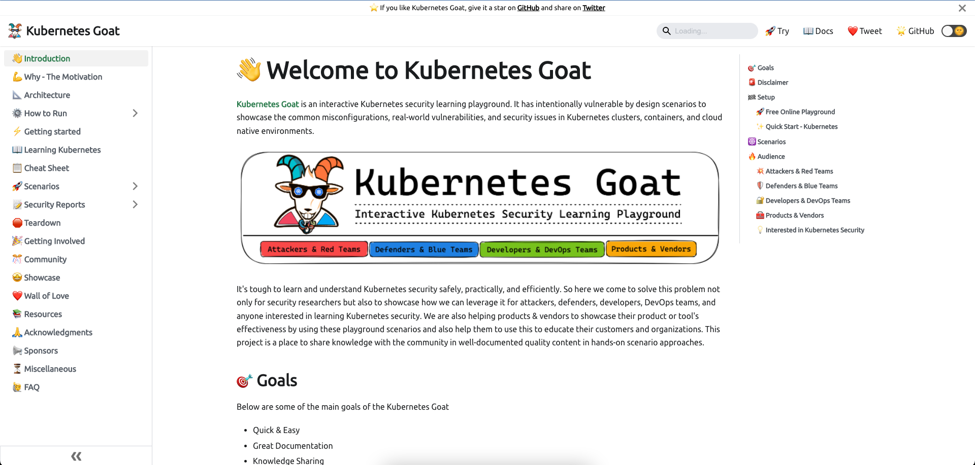 Kubernetes Goat preview