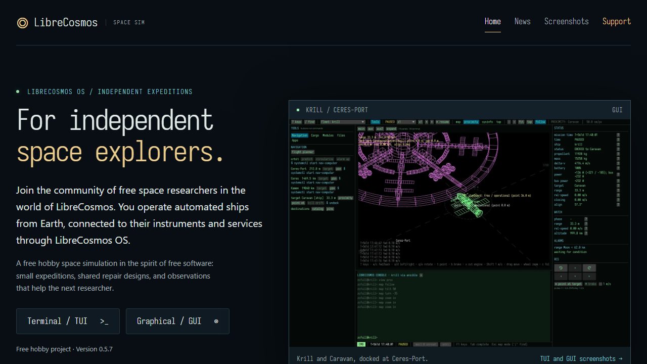 Screenshot of LibreCosmos