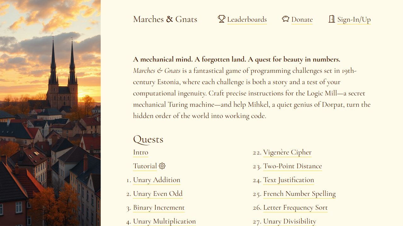 Screenshot of Marches & Gnats
