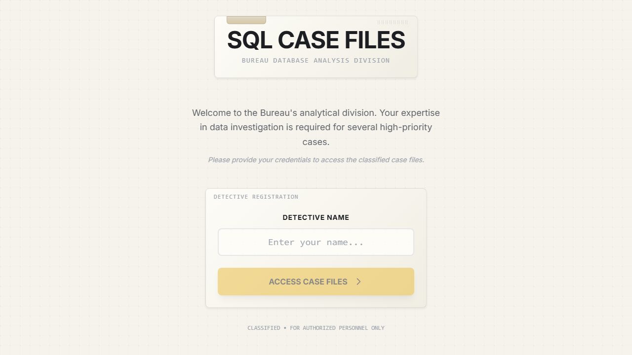 Screenshot of SQL Case Files