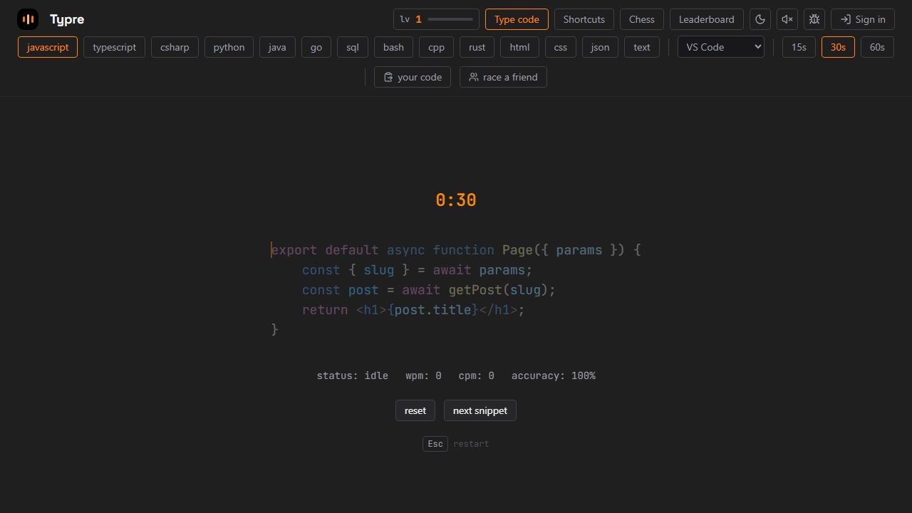 Screenshot of Typre