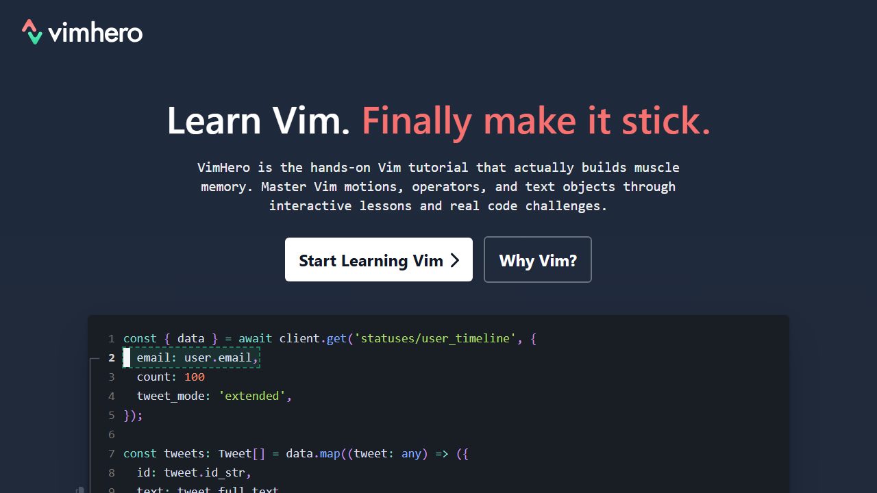 Screenshot of VimHero